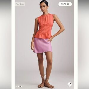 Anthropologie The Della Pleated-Waist Shell Top in Red